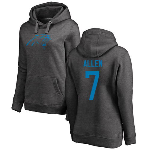 Carolina Panthers Ash Women Kyle Allen One Color NFL Football #7 Pullover Hoodie Sweatshirts